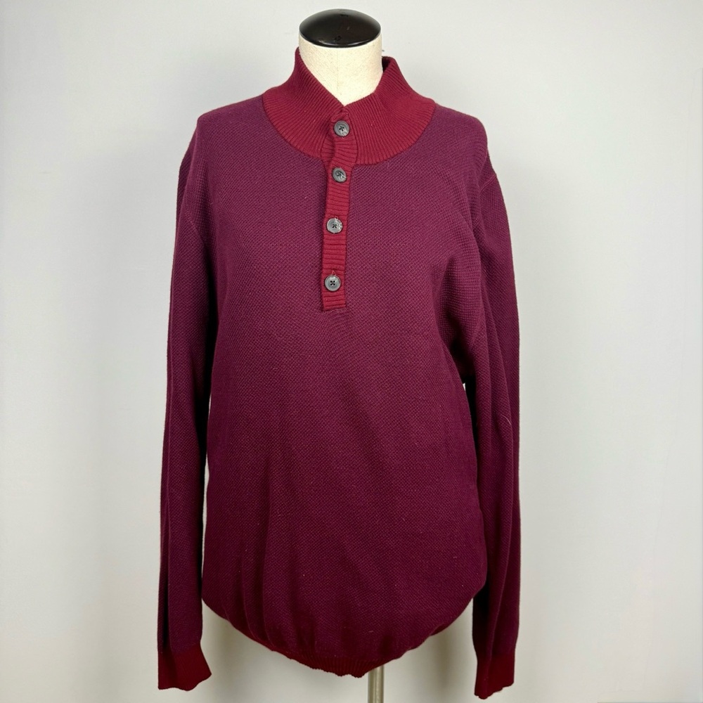 Like New TOM JAMES Men's Long Sleeve Cashmere Blend Sweater in Maroon - Size XXL